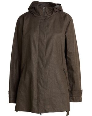 Herno Dark Overcoat & Trench Coat Linen - Brown