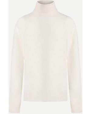 Roberto Collina Ivory Turtleneck Cashmere, Silk, Polyester - White