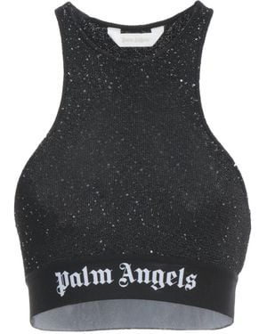 Palm Angels Crop-Top With Logo - Black