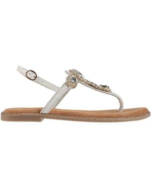 Keys Ivory Thong Sandal Leather, Textile Fibers - White