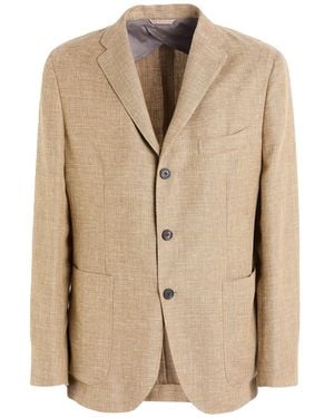 Peserico Camel Blazer Virgin Wool, Linen - Natural