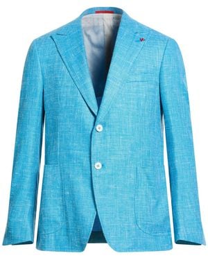 Isaia Blazer Wool, Silk, Linen, Polyamide - Blue