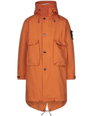 Stone Island Overcoat & Trench Coat Polyester, Polyamide - Orange