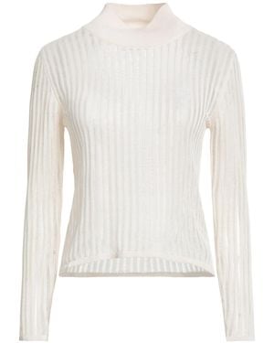 Soallure Cream Turtleneck Viscose, Polyester - White