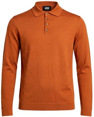 Alpha Studio Rust Polo Shirt Wool - Orange