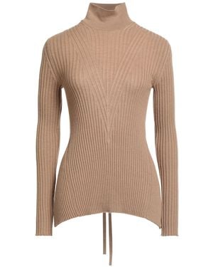 Erika Cavallini Semi Couture Sand Turtleneck Virgin Wool - Natural