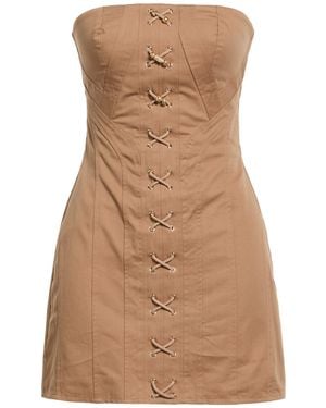 Elisabetta Franchi Taupe Mini Dress Cotton - Brown
