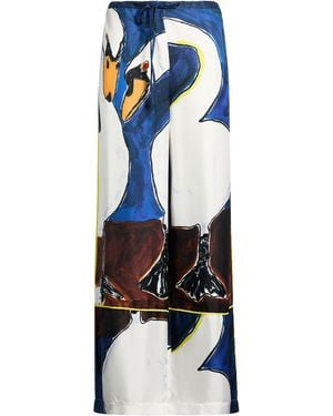 Burberry Trousers Silk - Blue
