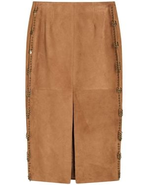 Patrizia Pepe Camel Midi Skirt Goat Skin - Brown