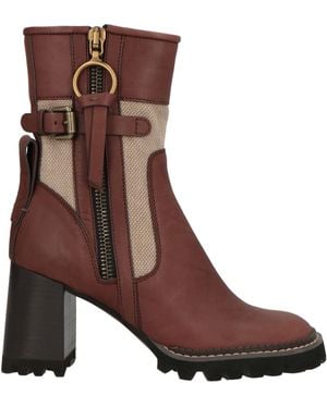 See By Chloé Ankle Boots Calfskin, Textile Fibers - Brown