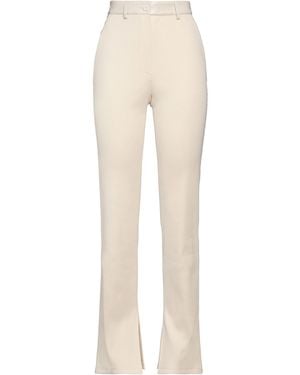 Nanushka Cream Pants Cotton, Leather - Natural
