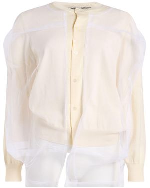 Comme des Garçons Cardigan Wool, Nylon - White