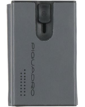 Piquadro Cardholder Leather, Plastic - Gray