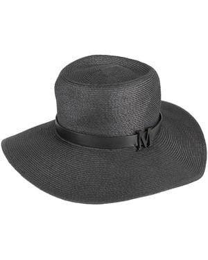 Max Mara Hat Paper Yarn, Polyester, Cow Leather, Cotton - Black