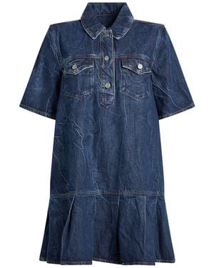 Ganni Mini Dress Cotton, Viscose - Blue