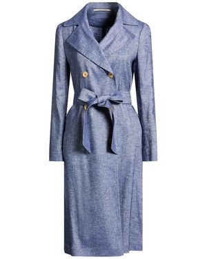 Tagliatore 0205 Overcoat & Trench Coat Linen, Viscose, Elastane - Blue