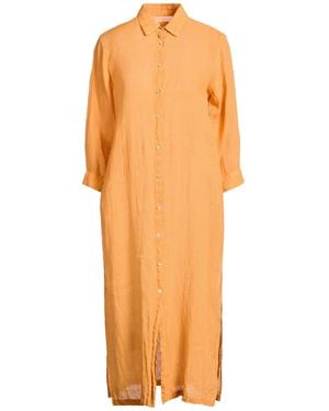 120% Lino Marigold Midi Dress Linen - Orange