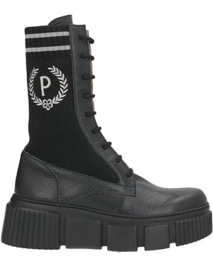 Pollini Ankle Boots Calfskin, Textile Fibres - Black