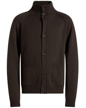 Paolo Pecora Dark Cardigan Virgin Wool - Black