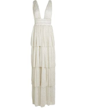 Sabina Musayev Maxi Dress Polyester, Metallic Fibre - White