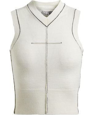 MM6 by Maison Martin Margiela Slate Sweater Virgin Wool, Acrylic - White