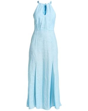 120% Lino Vestito Lungo - Blu