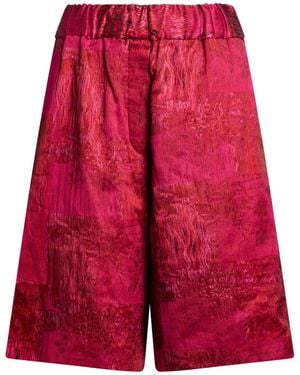 Dries Van Noten Burgundy Shorts & Bermuda Shorts Cotton, Acetate, Polyester, Silk, Polyamide - Red