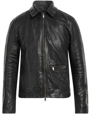 John Varvatos Pebbled-Leather Biker Jacket - Black