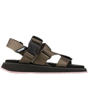 Ganni Military Sandals Textile Fibres - Black