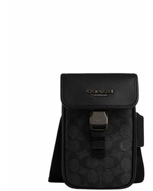 COACH Racer Handy Umhängetasche Aus Signature Material - Schwarz