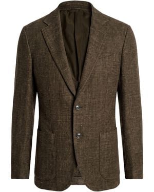Caruso Military Blazer Wool, Silk, Linen - Green