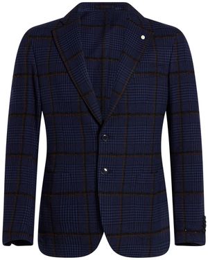 Luigi Bianchi Blazer Wool, Cotton, Nylon, Polyester, Alpaca Wool - Blue