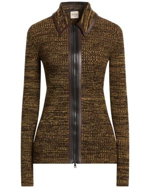 Tod's Cardigan Virgin Wool, Cow Leather - Brown