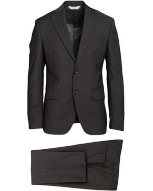 Paoloni Charcoal Suit Virgin Wool - Black