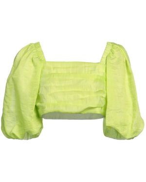 Sandro Cropped Pleated Linen-blend Gauze Top - Green