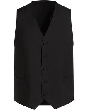 Canali Tailored Vest Wool, Mohair Wool - Black