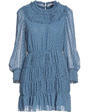 Sandro Gathered Fil Coupé Crepon Mini Dress - Blue