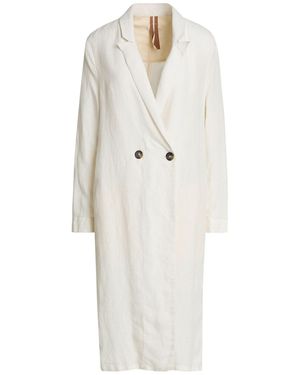 Diega Cream Overcoat & Trench Coat Linen - White