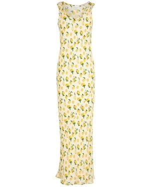 Sportmax Ivory Maxi Dress Silk - Metallic