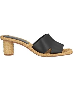 Paloma Barceló Sandals Leather, Natural Raffia - Black