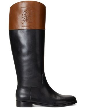 Ralph Lauren Justine Burnished Leather Riding Boot - Black