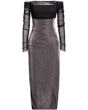 SIMONA CORSELLINI Midi Dress Polyamide, Metal Fiber - Gray