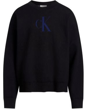 Calvin Klein Sweater Cotton, Polyester, Polyamide, Cashmere, Elastane - Blue