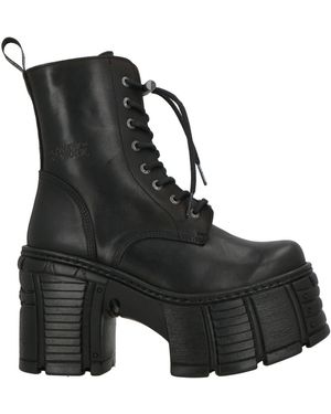 New Rock Ankle Boots Leather - Black