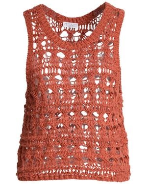 Brunello Cucinelli Top Jute, Cotton, Polyamide - Red
