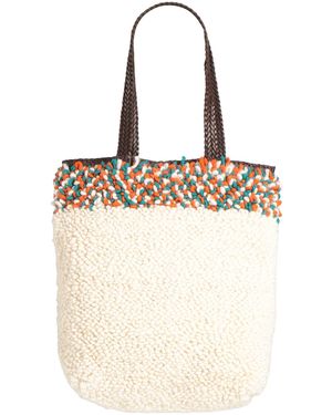 Enshalla Ivory Shoulder Bag Textile Fibers, Leather - Natural