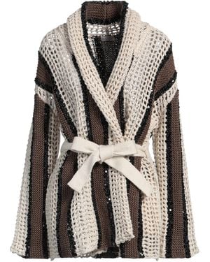 Brunello Cucinelli Cardigan Jute, Cotton, Polyamide, Polyester, Linen - Black