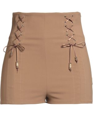 Elisabetta Franchi Camel Shorts & Bermuda Shorts Polyester, Elastane - Brown