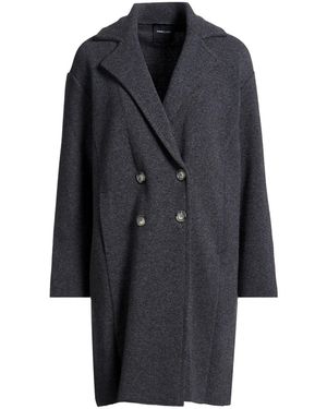 Anneclaire Charcoal Coat Merino Wool - Black