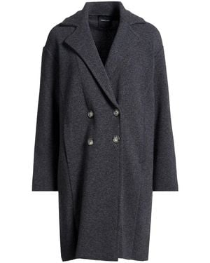 Anneclaire Charcoal Coat Merino Wool - Black